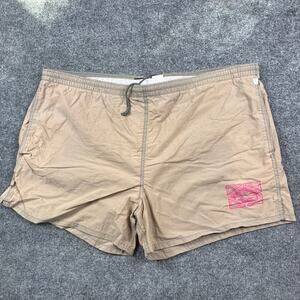 Hobie‎ Swim Trunks Mens Size XL Khaki Mesh Lined Drawstring Retro Surf Shorts